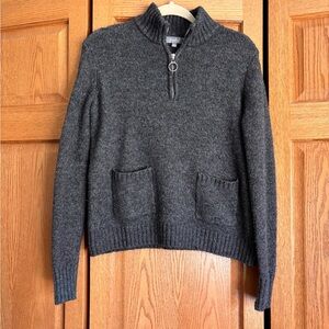 Marled Dark Grey Women’s Knit Zip-Up Sweater S